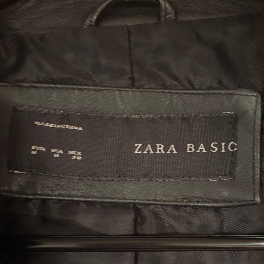 Zara Basic Women 100% Lambskin Leather Motorcycle Moto Jacket Size Medium - Picture 2 of 5